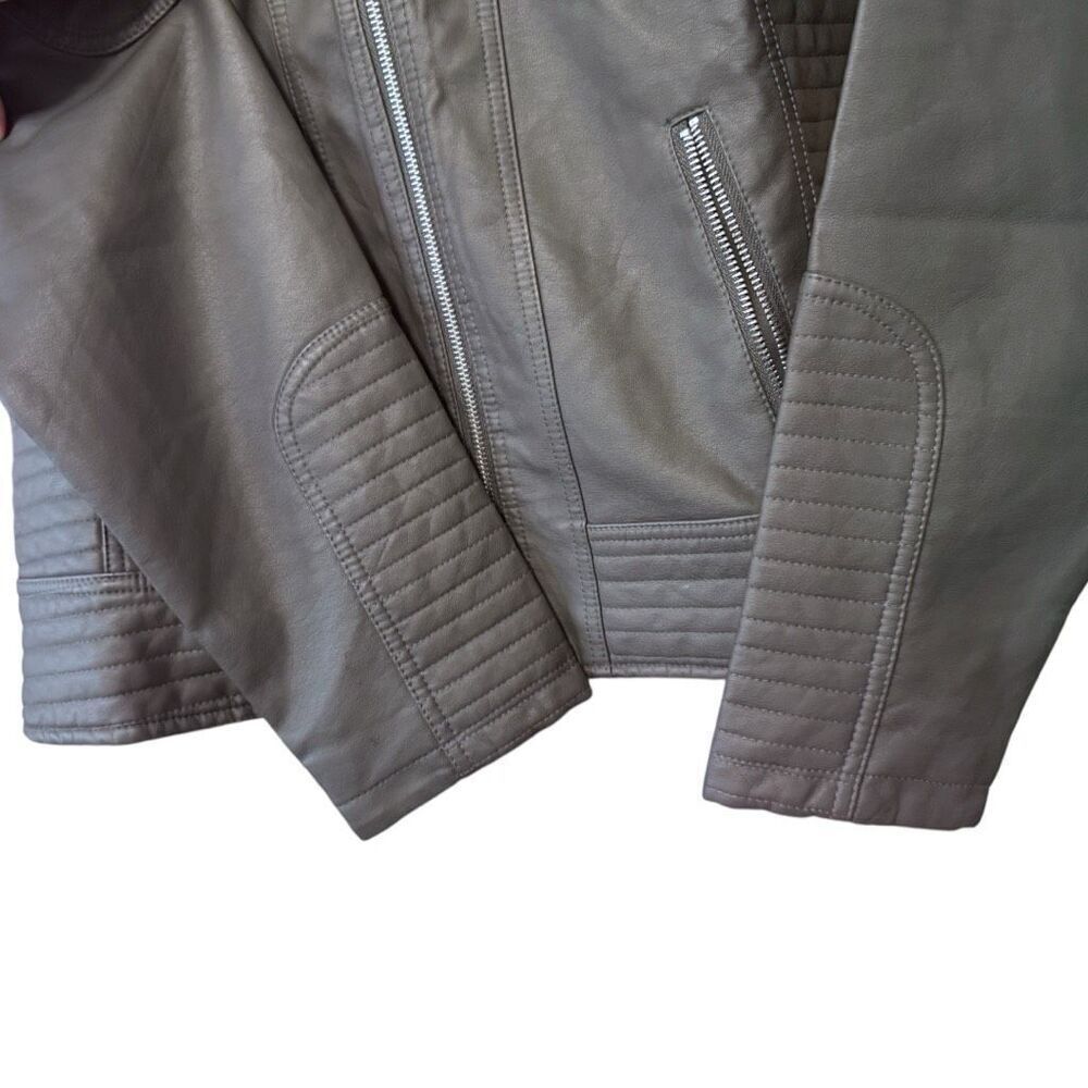 Charcoal Gray Faux Leather Zip Up Mock Neck Jacket XL NWT - Snobbish - Picture 8 of 16
